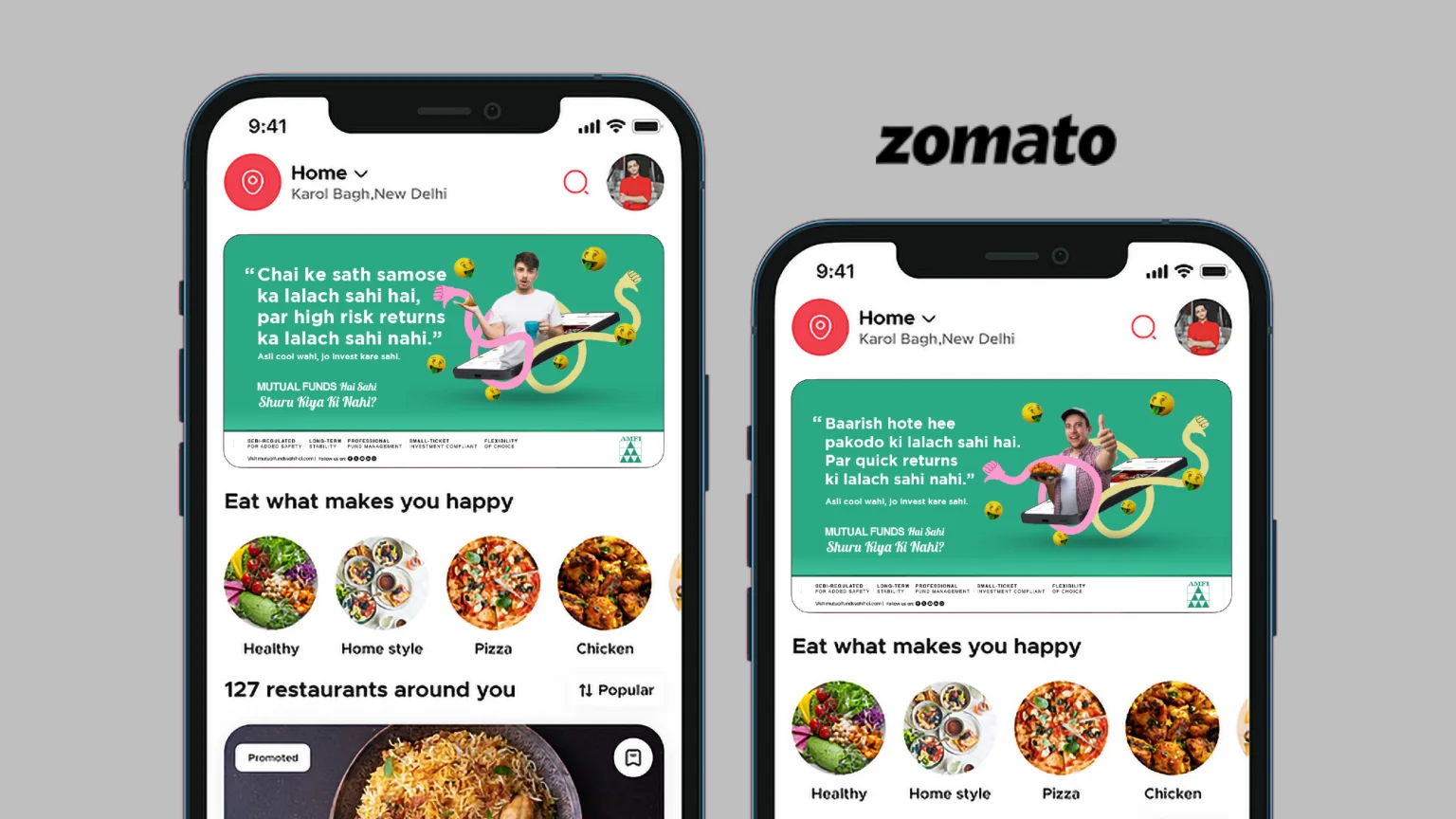 The campaign placed inside Zomato