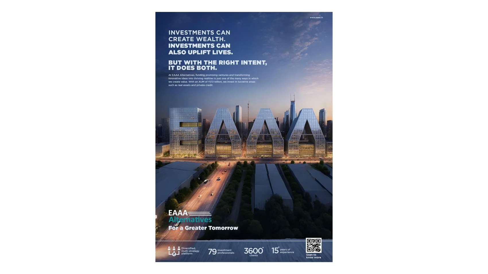 Print ad: investments can create wealth, and also uplift lives